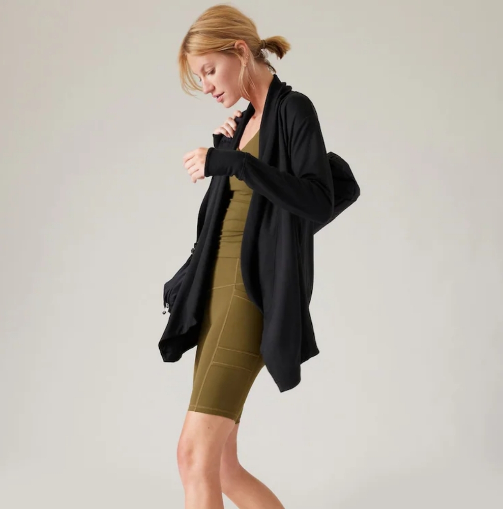 ATHLETA Black Pranayama Magnetic Studio Wrap Cardigan XL
